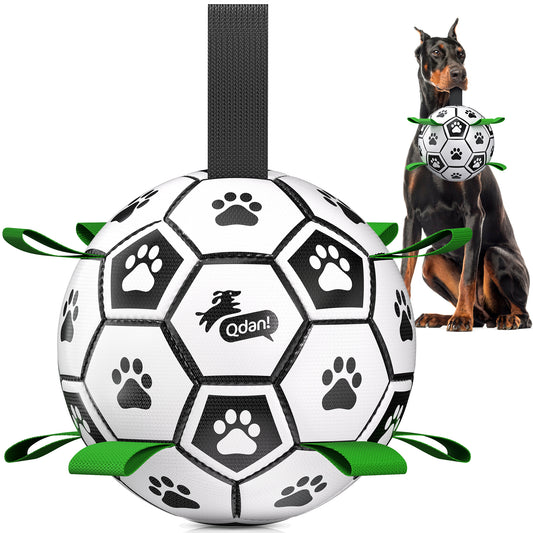 Classic Black & White Dog Soccer Ball with Straps | Giant Dogs – 10 inch