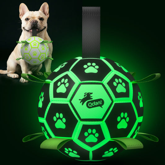 Glow Green Dog Soccer Ball with Straps– 6 inch & 8 inch