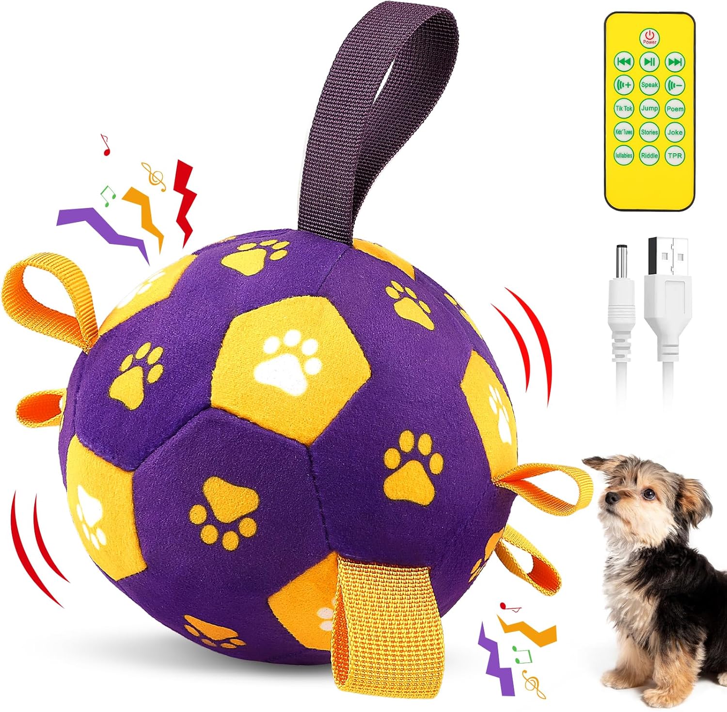 QDAN Interactive Dog Toys Balls: Squeaky Dog Balls to Keep Them Busy, Remote Control, Rechargeable Pet Enrichment Toys for Boredom, Automatic Rolling Puppy Toy for Small Medium Pets(Purple)