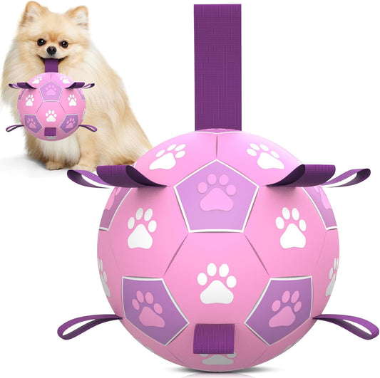 Lilac Dog Soccer Ball with Straps | Medium Dogs – 6 inch