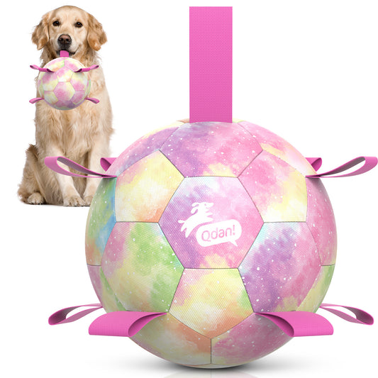 Gradient Rainbow Dog Soccer Ball with Straps | Large Dogs – 8 inch