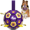 Purple Yellow Dog Soccer Ball with Straps | Large Dogs – 8 inch
