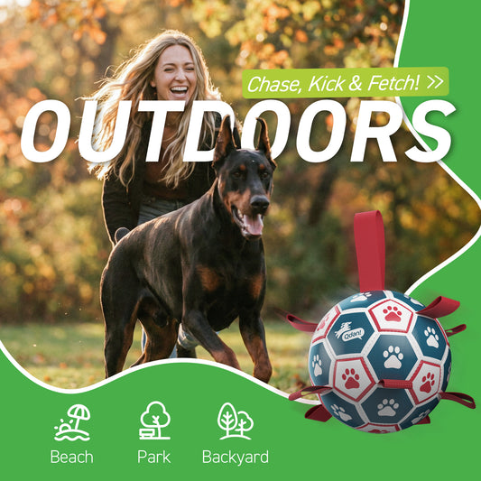 Blue Red Dog Soccer Ball with Straps – 5 inch to 10 inch