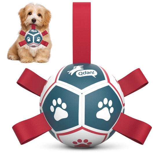 Blue Red Dog Soccer Ball with Straps | Small Dogs – 5 inch