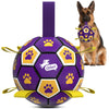 Purple Yellow Dog Soccer Ball with Straps | Extra Large Dogs – 9 inch