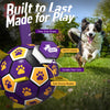 Purple Yellow Dog Soccer Ball with Straps | Large Dogs – 8 inch