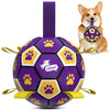 Purple Yellow Dog Soccer Ball with Straps | Medium Dogs – 6 inch