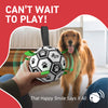 Classic Black & White Dog Soccer Ball with Bell & Ropes | Medium Dogs – 6 inch