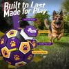 Purple Yellow Dog Soccer Ball with Straps | Extra Large Dogs – 9 inch