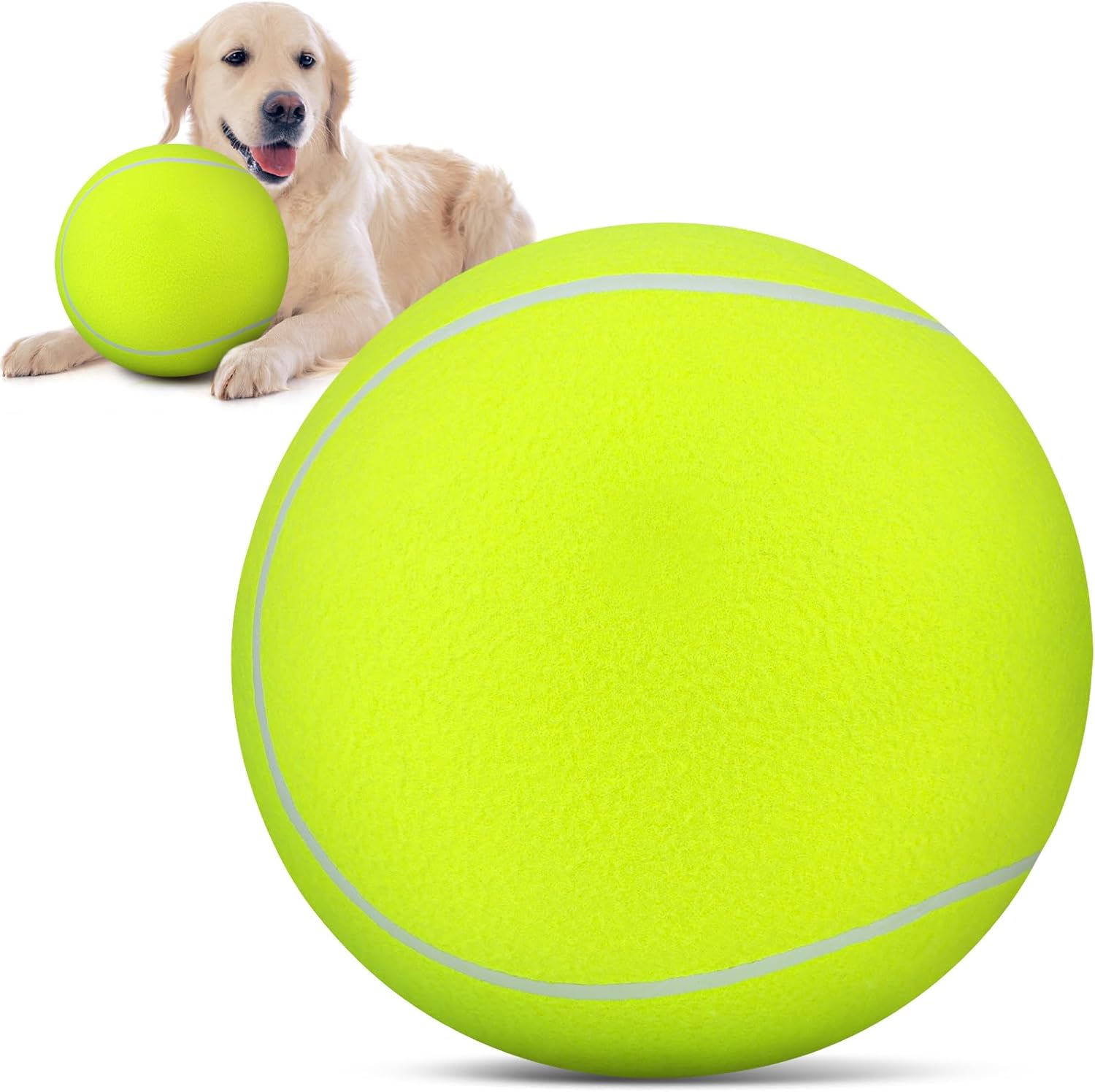 QDAN Giant Large Tennis Ball for Dogs: 9.5" Premium Balls for Dog for Outdoor Play, Big Tennis Ball Dogs Toy, Tennis Ball for Small Medium Large Dog, Pet Balls, Yellow