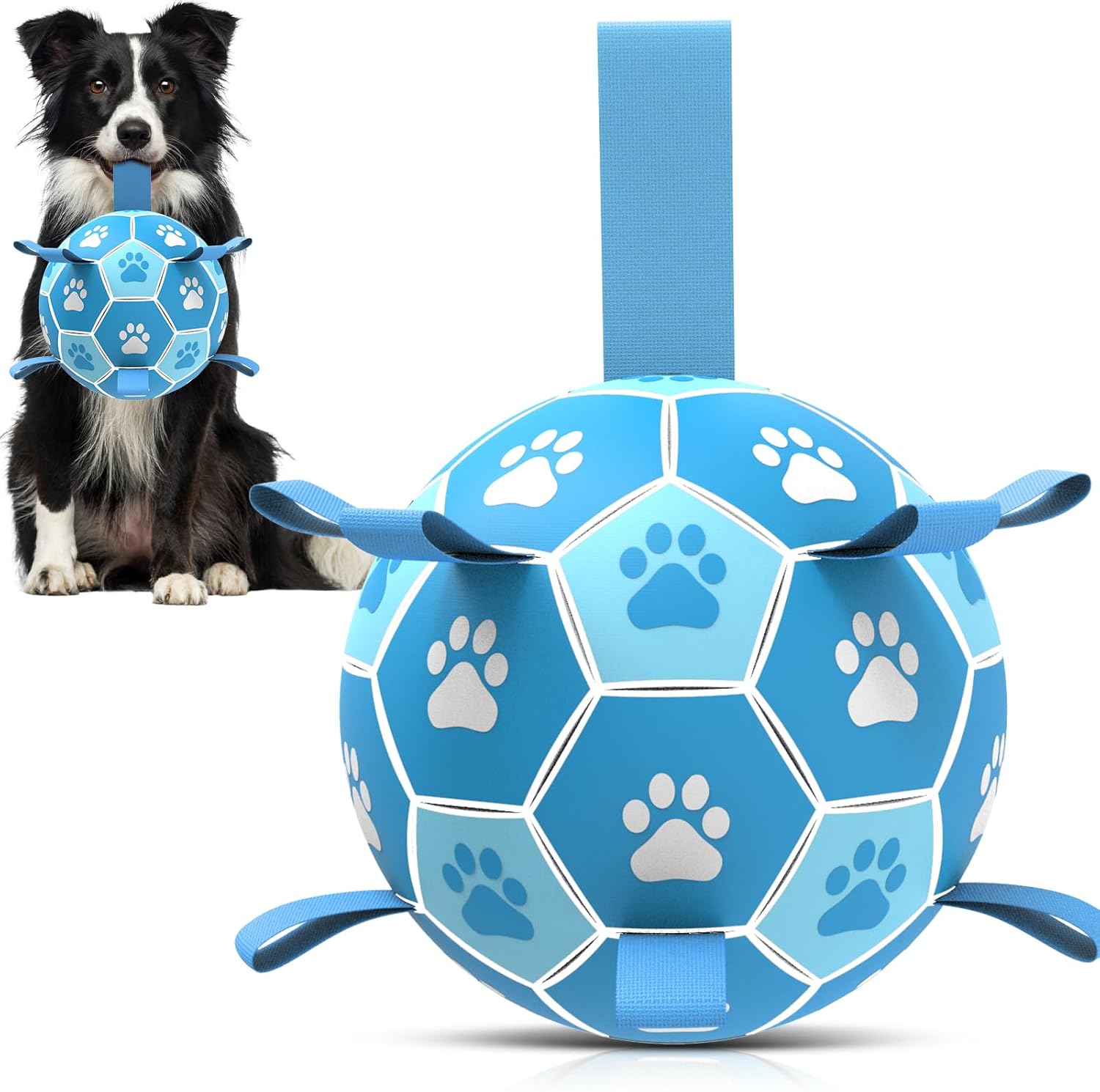 QDAN Premium Dog Ball, Dog Soccer Ball for Dogs, Outdoor Pet Toys, Pet Water Toys, Puppy Birthday Gifts for Small Medium (6 Inch)