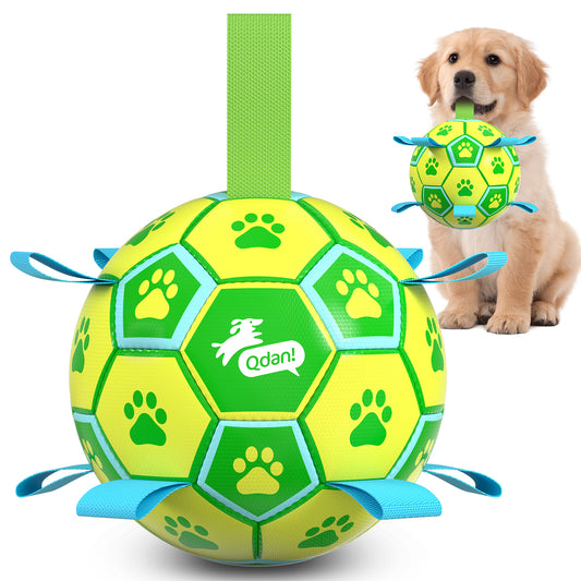 Lime Green Dog Soccer Ball with Straps | Medium Dogs – 6 inch