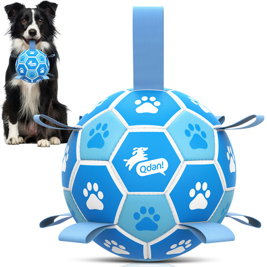 Sky Blue Dog Soccer Ball with Straps | Medium Dogs – 6 inch
