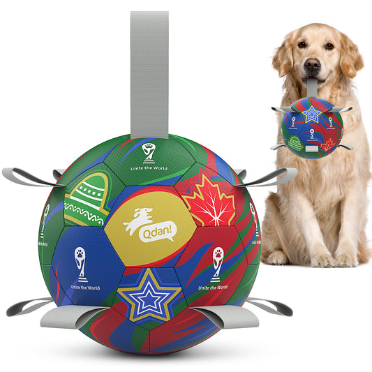 Dark Green World Cup Dog Soccer Ball with Straps | Large Dogs – 8 inch