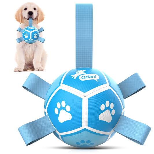 Sky Blue Dog Soccer Ball with Straps | Small Dogs – 5 inch