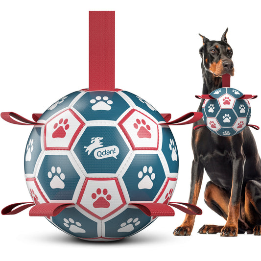 Blue Red Dog Soccer Ball with Straps – 5 inch to 10 inch