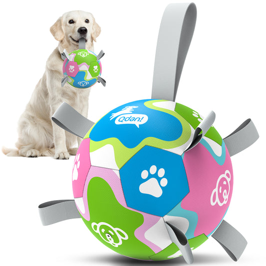 Pastel Rainbow Dog Soccer Ball with Straps | Medium Dogs – 6 inch
