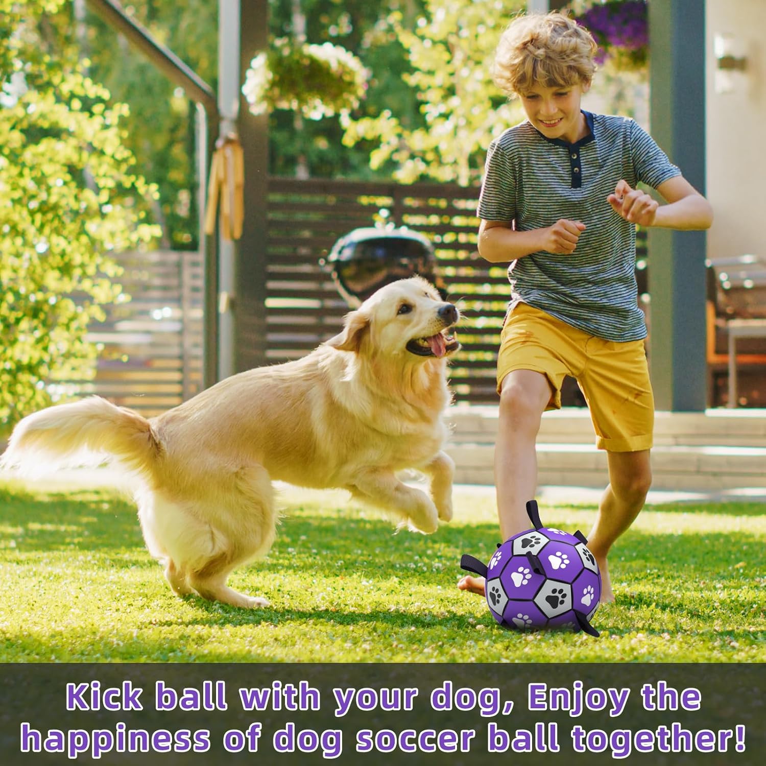 QDAN Soccer Ball for Dogs - Durable Large Dog Balls, Outdoor & Water Toy, Herding Ball, Puppy Birthday Gift (8 Inch)