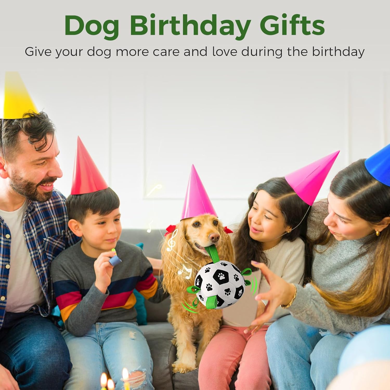 QDAN Interactive Dog Toys, Moving Dog Balls with Straps, Remote Control, Jumping Rolling Bouncing Soccer Ball for Dogs for Small Medium Large Pet