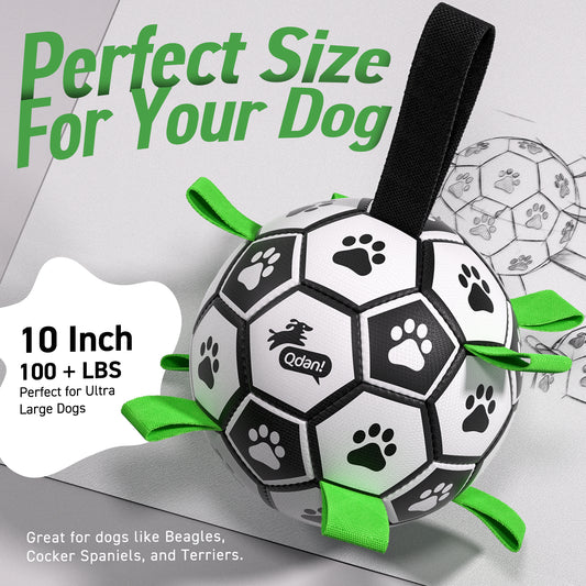 Classic Black & White Dog Soccer Ball with Straps - 5 inch to 10 inch
