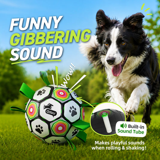 Dog Soccer Ball with Straps & Giggle Sound – 6 inch