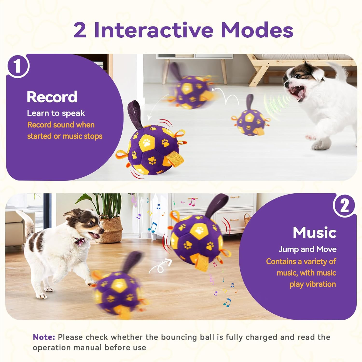QDAN Interactive Dog Toys Balls: Squeaky Dog Balls to Keep Them Busy, Remote Control, Rechargeable Pet Enrichment Toys for Boredom, Automatic Rolling Puppy Toy for Small Medium Pets(Purple)