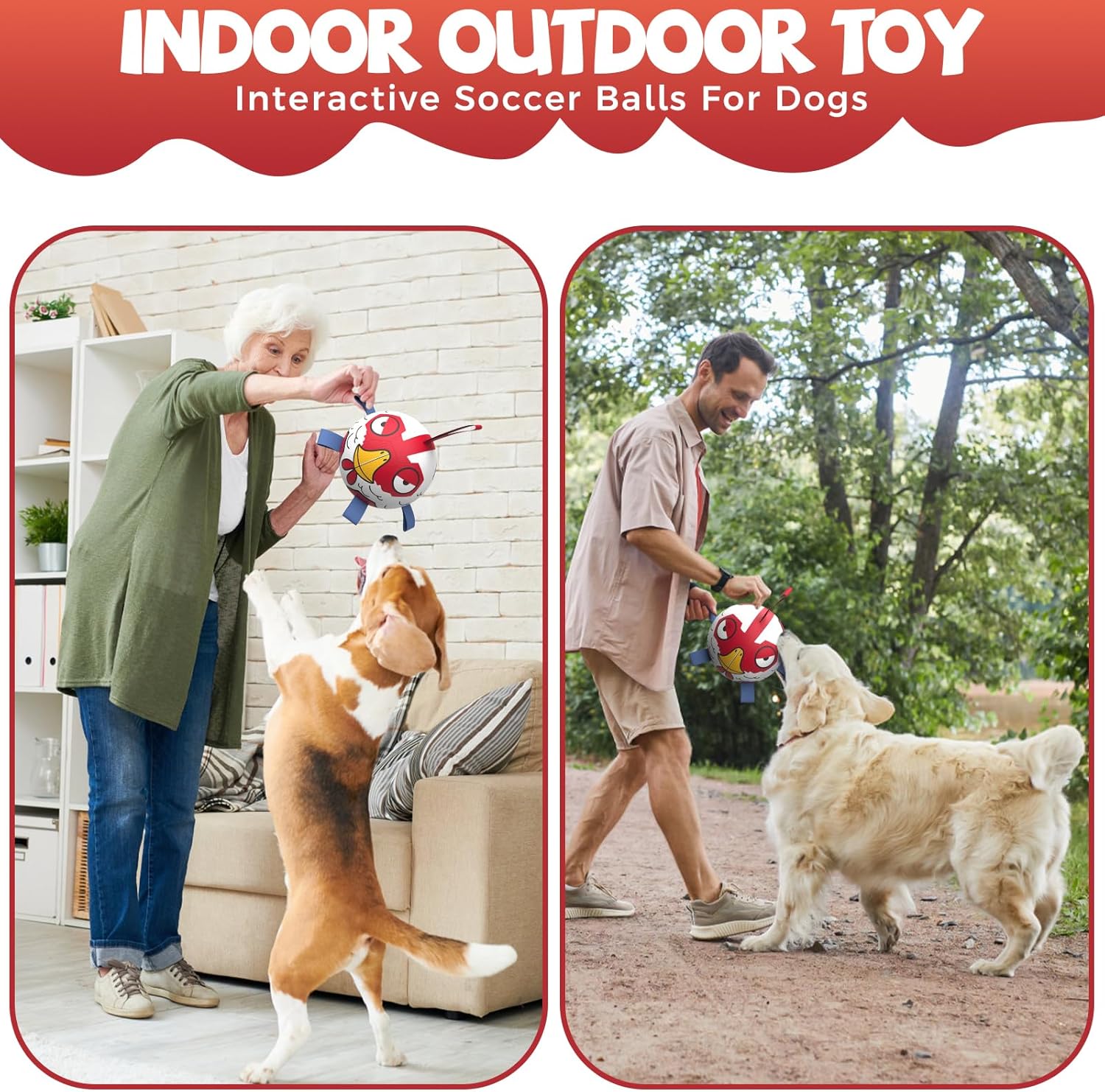 QDAN Premium Dog Balls Toys, Outdoor Dogs Toy for Small Medium Dogs, Puppy Birthday Gifts, Dog Soccer Ball, 6 Inch, Chicken Ball