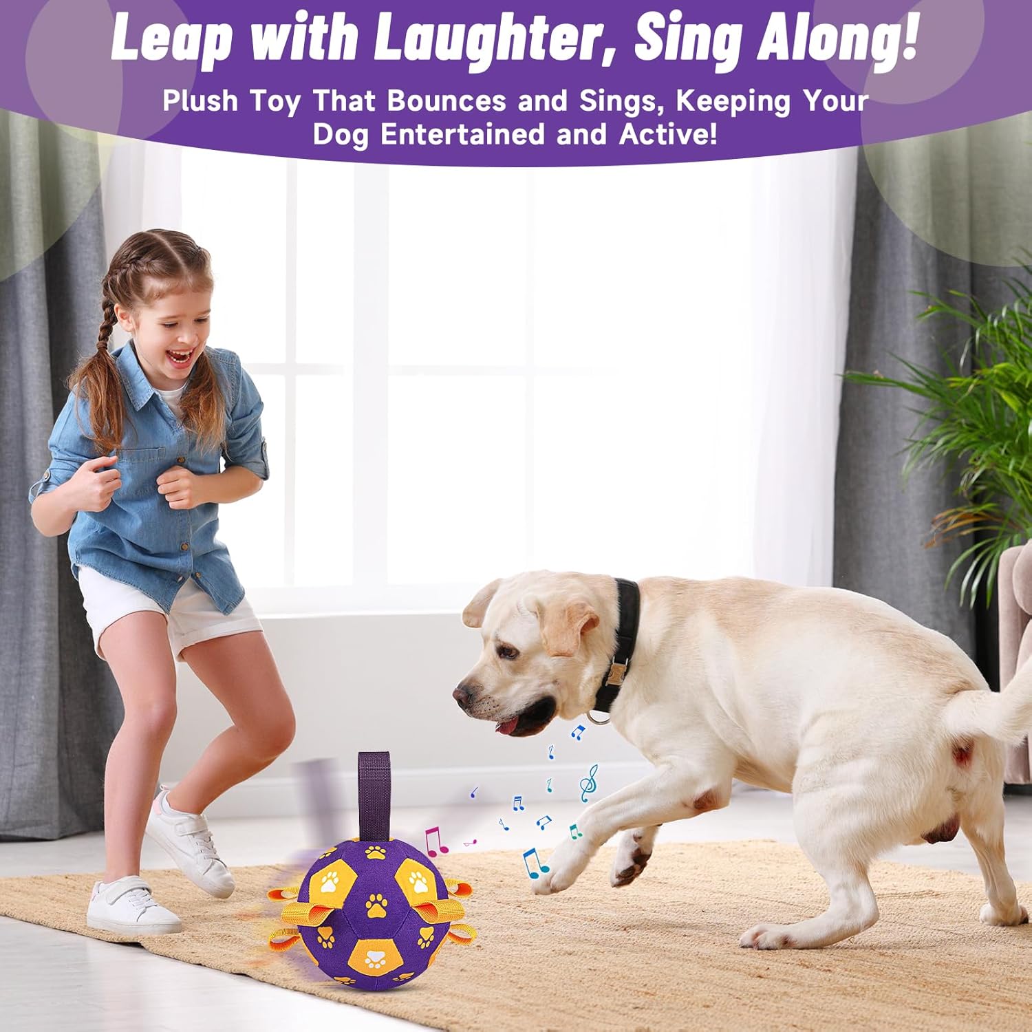 QDAN Interactive Dog Toys, Jumping Dog Balls with Recording and Music Modes, Moving Dog Toy to Keep Them Busy, Bouncing Ball for Puppy