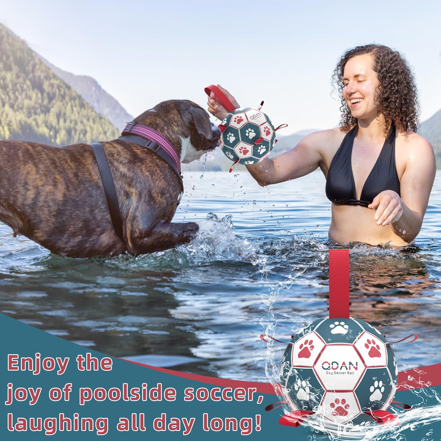 QDAN Premium Dog Balls Toys, Pet Training Soccer Ball with Straps, Puppy Birthday Gifts, Dog Water Toy, Durable Herding Balls for Small Medium Dogs, Pet Toys Puppy Ball (6 Inch)