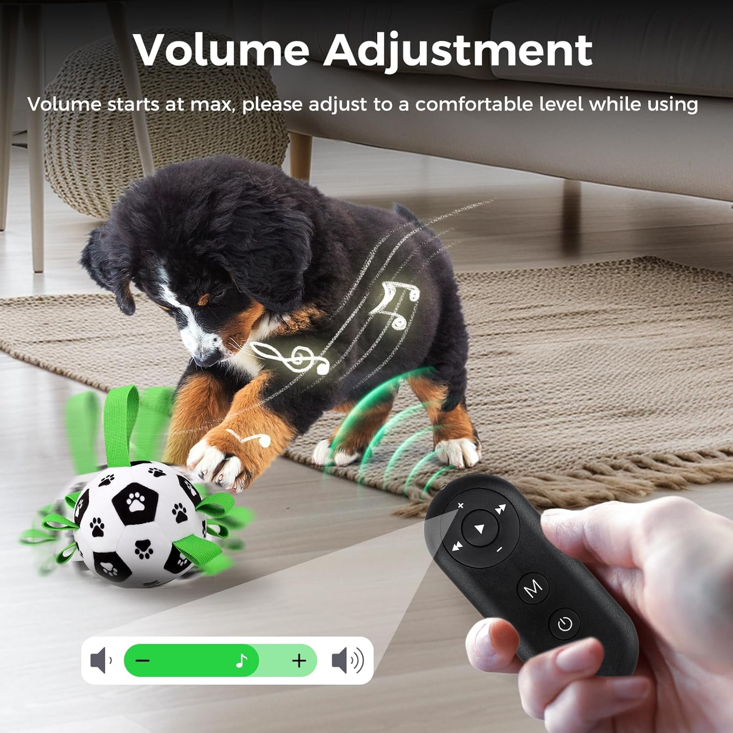 QDAN Interactive Dog Toys, Dog Soccer Ball with Straps, Dog Toys to Keep Them Busy, Remote Control, Jumping Balls with Recording and Music Modes for Small Medium Large Pet