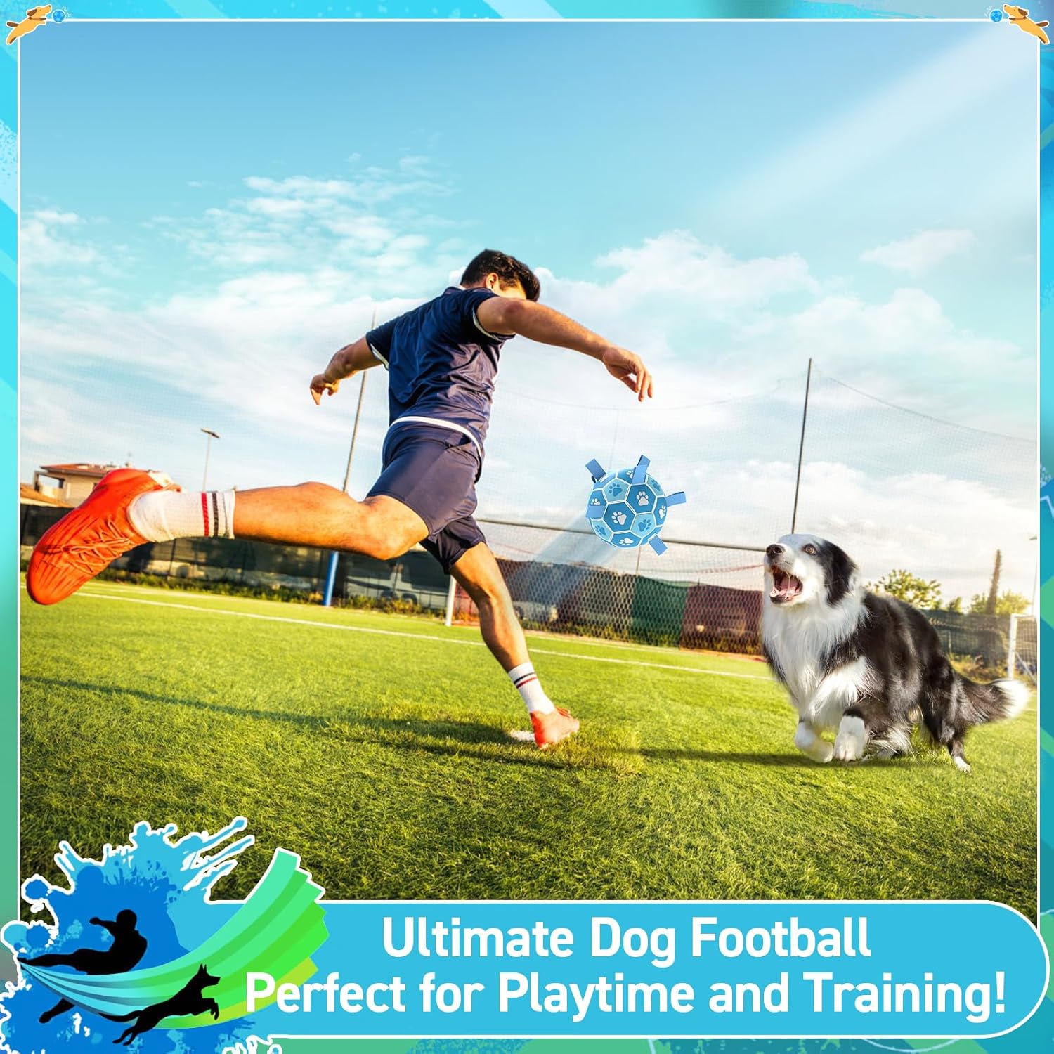 QDAN Premium Dog Ball, Dog Soccer Ball for Dogs, Outdoor Pet Toys, Pet Water Toys, Puppy Birthday Gifts for Small Medium (6 Inch)