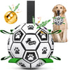 Classic Black & White Dog Soccer Ball with Bell & Ropes | Large Dogs – 8 inch