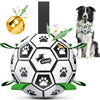 Classic Black & White Dog Soccer Ball with Bell & Ropes | Medium Dogs – 6 inch