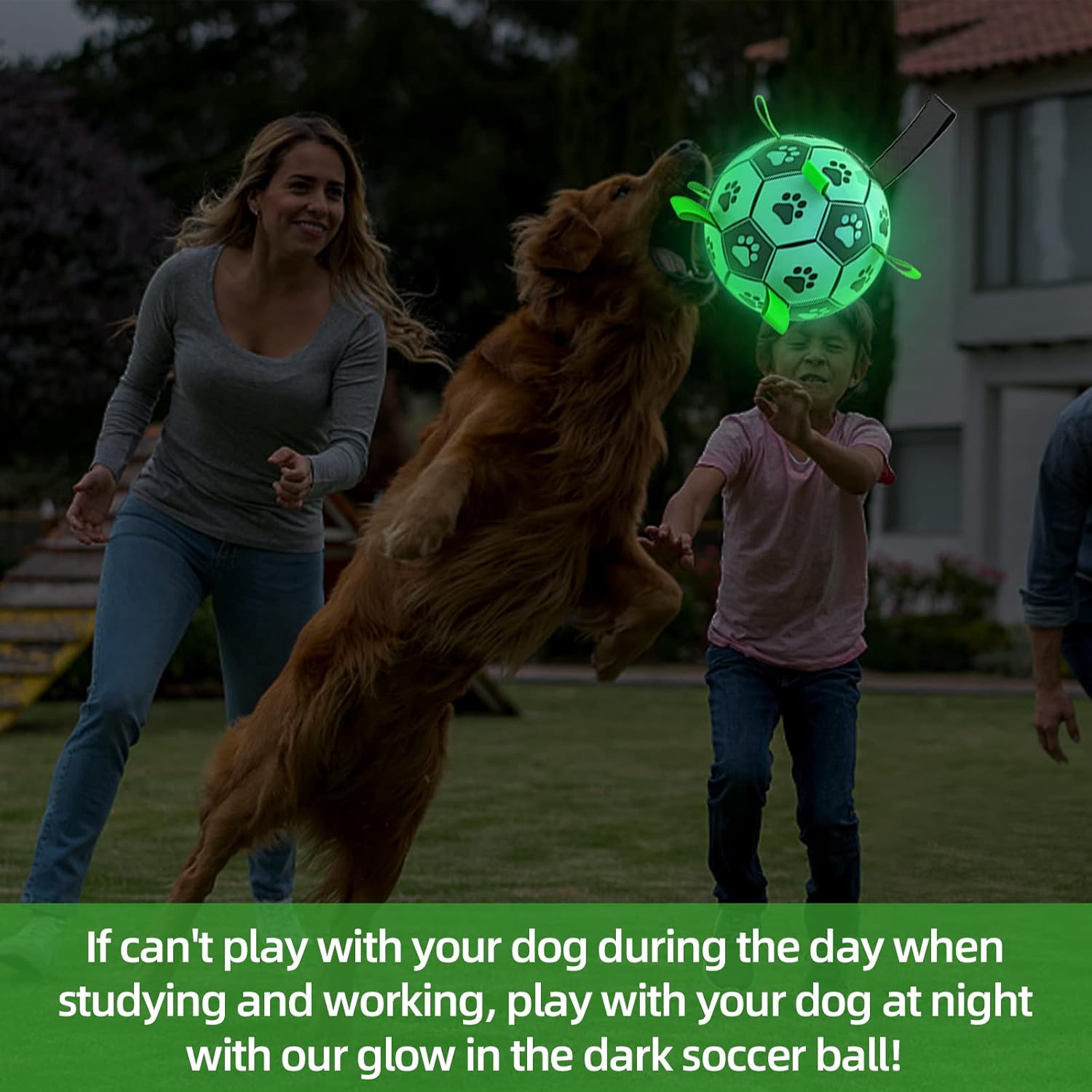 QDAN Premium Dog Ball, Glow in The Dark Dog Toys, Light Up Soccer Ball for Dogs, Outdoor Dog Toys, Doggy Water Toy, Puppy Birthday Gifts for Small Medium (6 Inch)