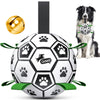 Classic Black & White Dog Soccer Ball with Bell & Ropes | Medium Dogs – 6 inch