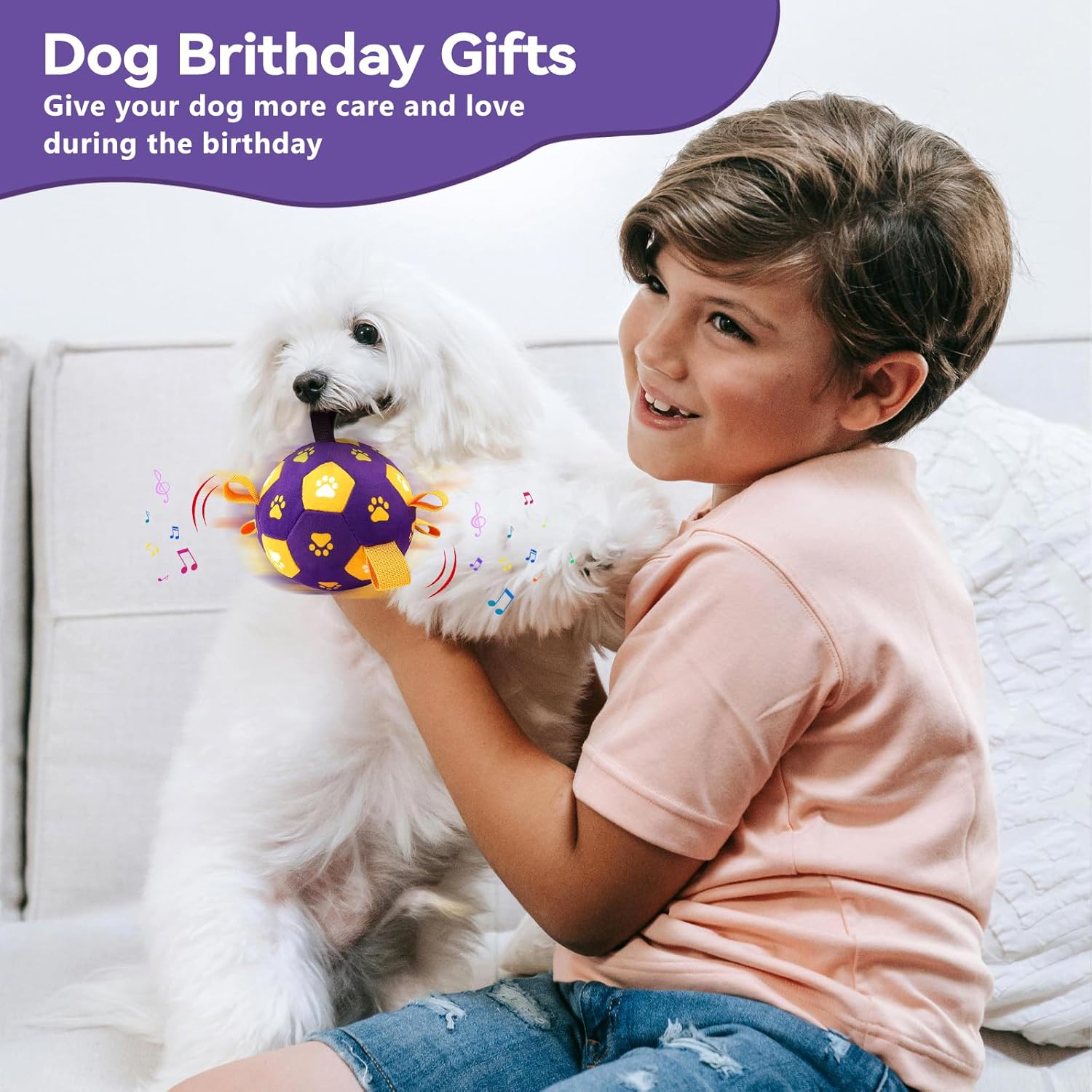 QDAN Interactive Dog Toys Balls: Squeaky Dog Balls to Keep Them Busy, Remote Control, Rechargeable Pet Enrichment Toys for Boredom, Automatic Rolling Puppy Toy for Small Medium Pets(Purple)