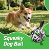 Classic Black & White Dog Soccer Ball with Bell & Ropes | Medium Dogs – 6 inch