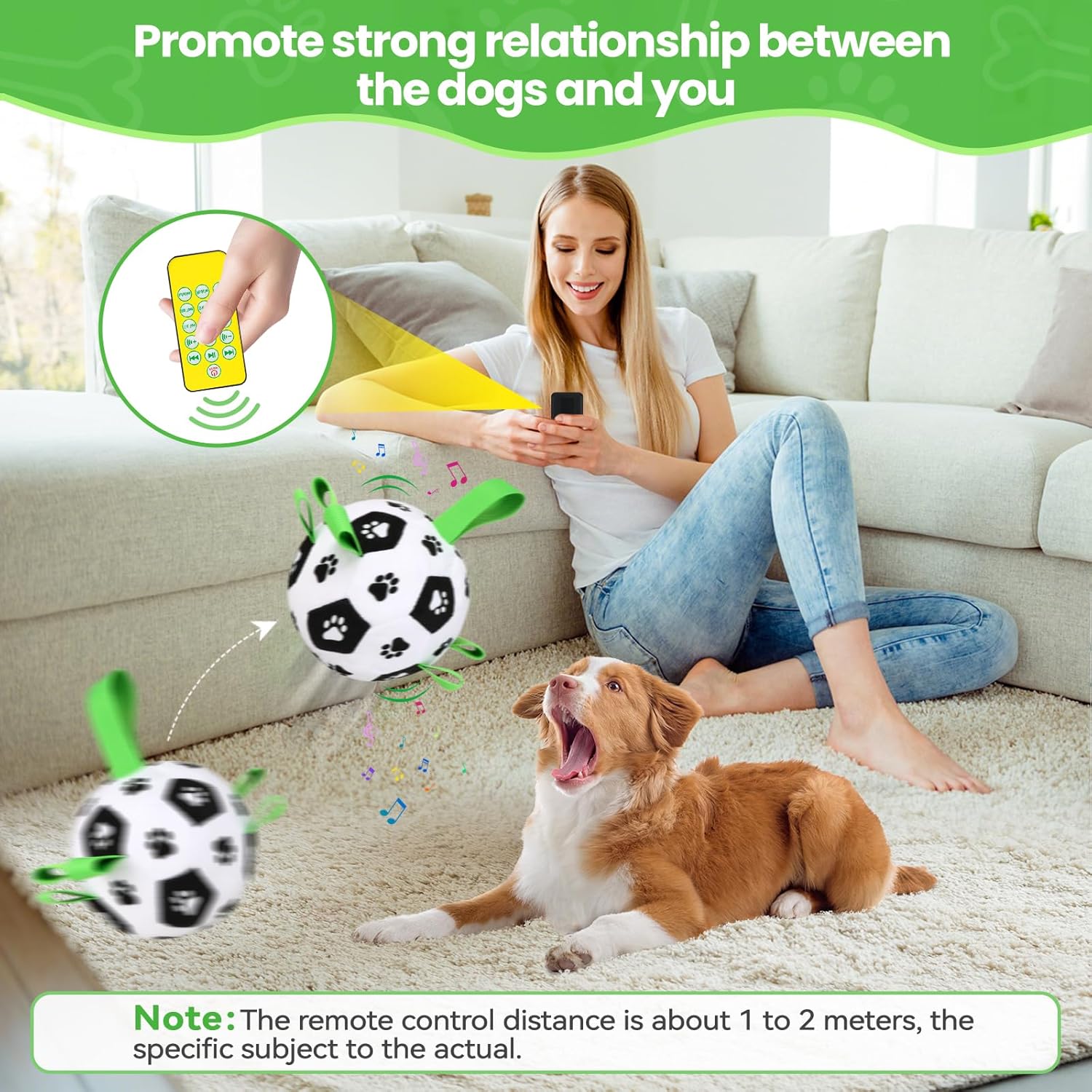 QDAN Interactive Dog Toys Balls: Automatic Rolling Dog Toys to Keep Them Busy, Remote Control, Rechargeable Pet Enrichment Toy for Boredom, Squeaky Puppy Toy for Small Medium