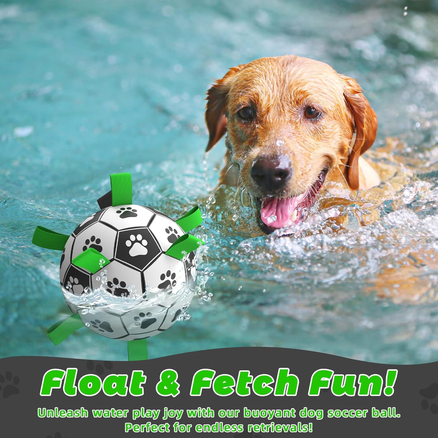 QDAN Dog Toys Soccer Ball with Straps, Puppy Birthday Gifts, Interactive for Tug of War, Durable Balls for Small & Medium Dogs（6 Inch）