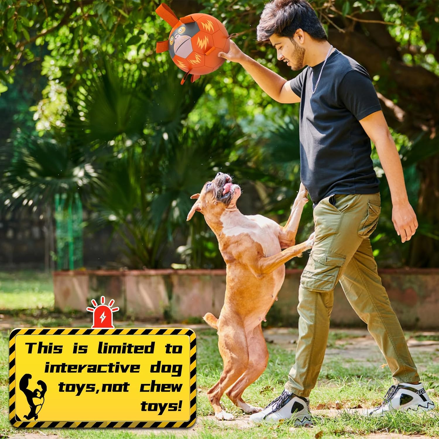 QDAN Dog Toys Soccer Ball with Straps - Durable Dog Balls for Small Medium Dogs, Beach Pool Dog Water Toy, Chimpanzees Dog Toy, Puppy Dog Birthday Gifts, Herding Balls for Dog (8 Inch), Large Size 3