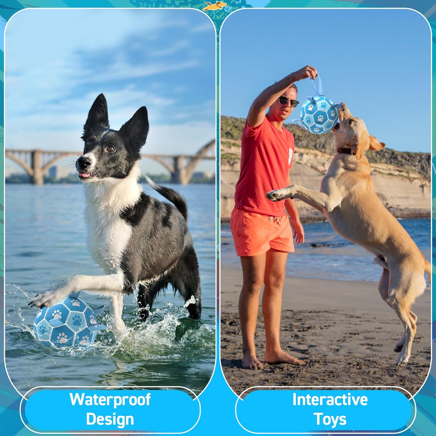 QDAN Premium Dog Ball, Dog Soccer Ball for Dogs, Outdoor Pet Toys, Pet Water Toys, Puppy Birthday Gifts for Small Medium (6 Inch)