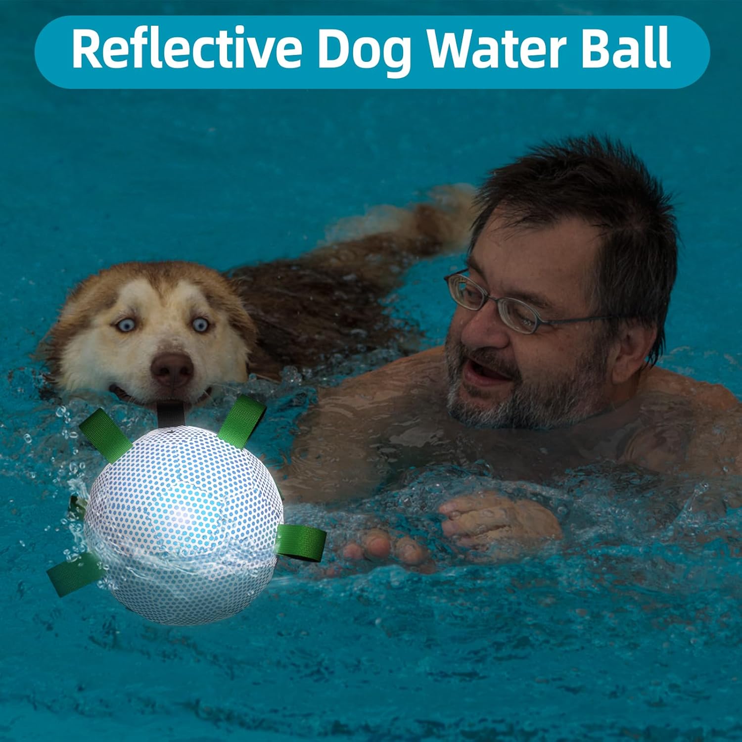 QDAN Reflective Dog Toys : Dog Soccer Ball with Straps, Night Dog Balls for Small Medium Dogs, Dogs Outdoor Toy Birthday Gifts (6 inch)