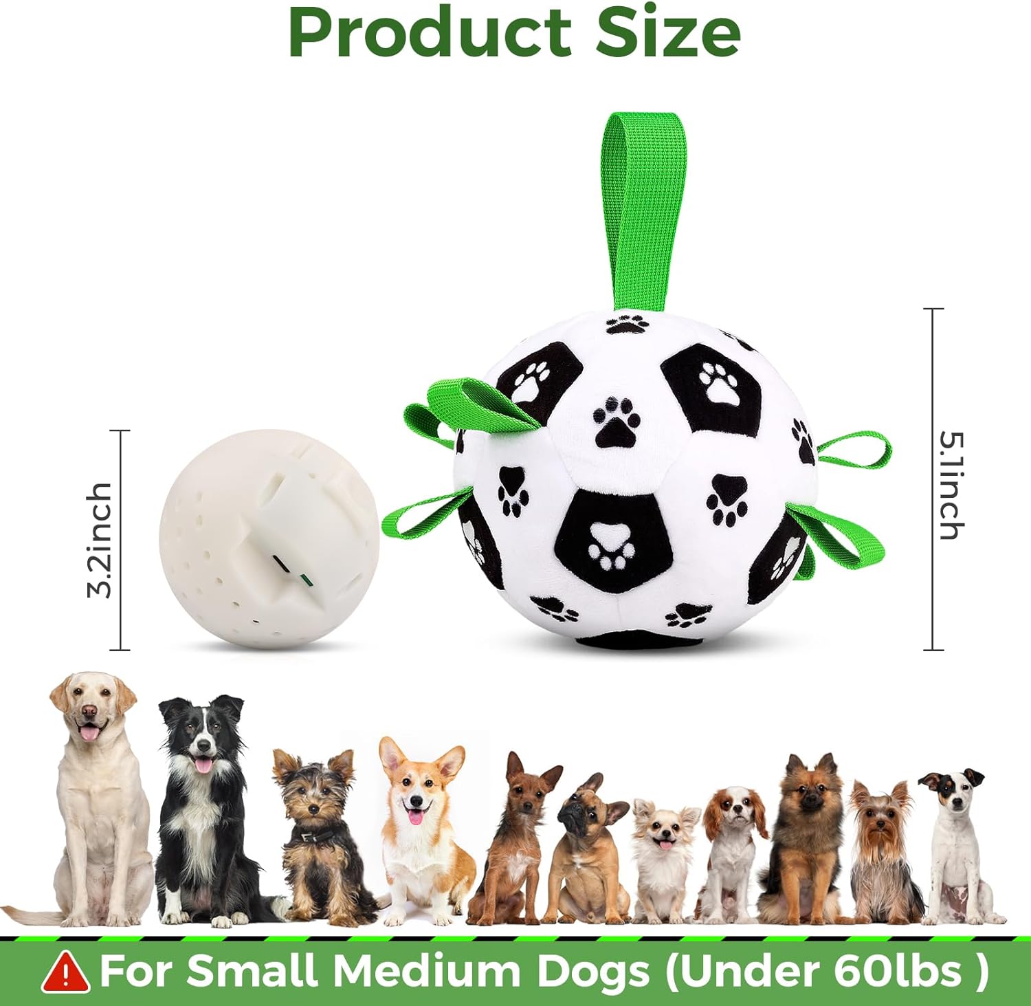QDAN Interactive Dog Toys, Dog Soccer Ball with Straps, Dog Toys to Keep Them Busy, Remote Control, Jumping Balls with Recording and Music Modes for Small Medium Large Pet