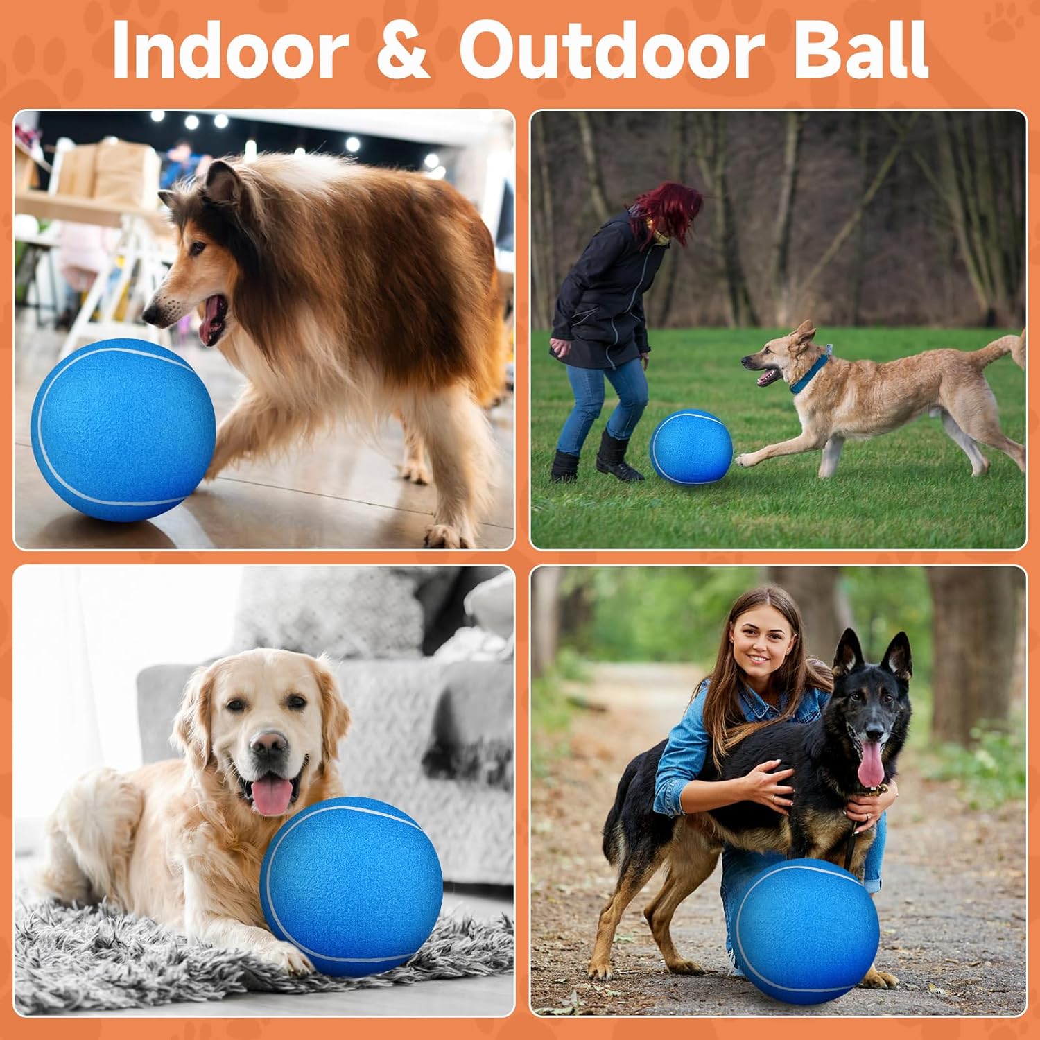QDAN Giant Large Tennis Ball for Dogs: 9.5" Big Ball for Dogs for Outdoor Play, Big Tennis Balls Dog Toy, Tennis Balls for Small Medium Large Dog, Blue