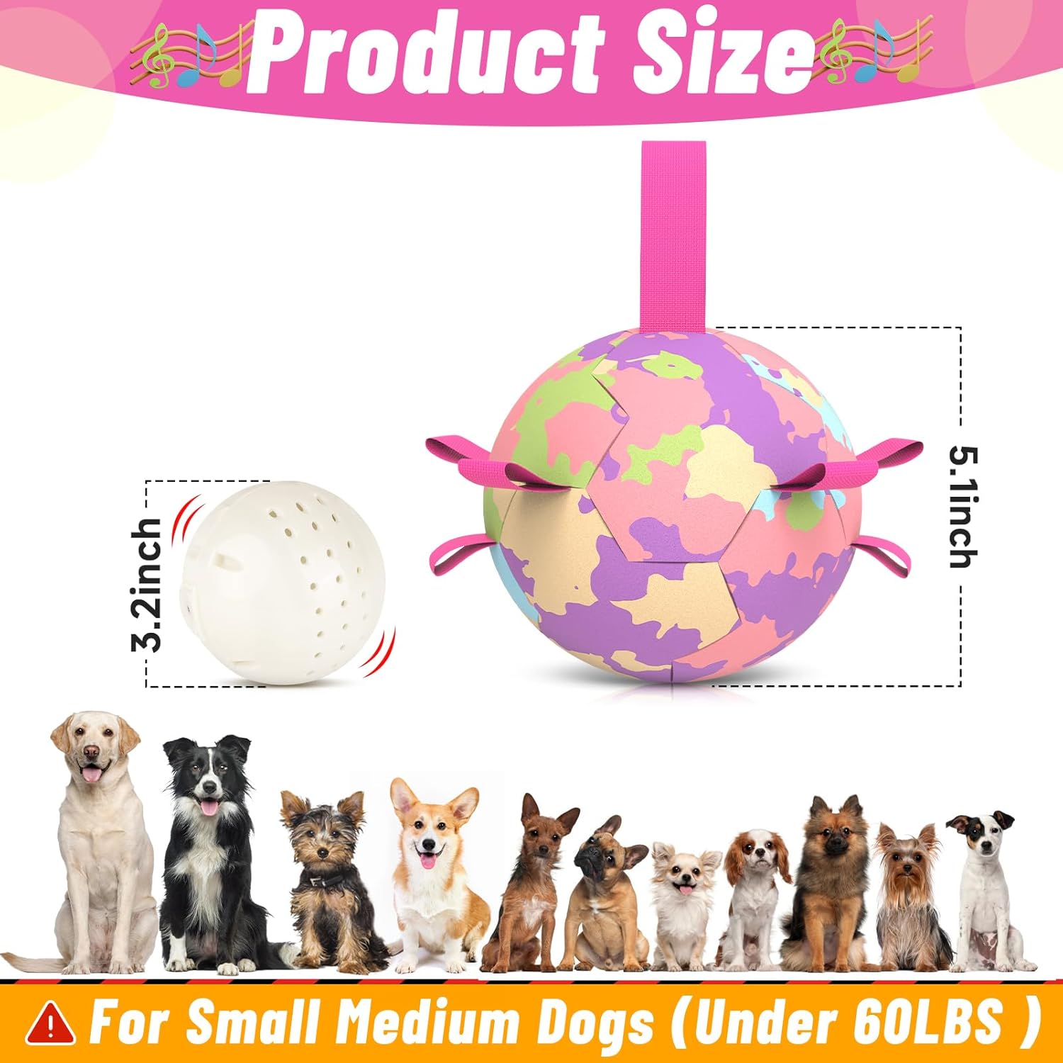 QDAN Interactive Dog Toys Soccer Ball: Bouncing Ball for Dogs, Jumping Dog Balls with Recording and Music Modes, Puppy Birthday Gifts, Rechargeable Moving Pet Toy to Keep Them Busy, Rainbow