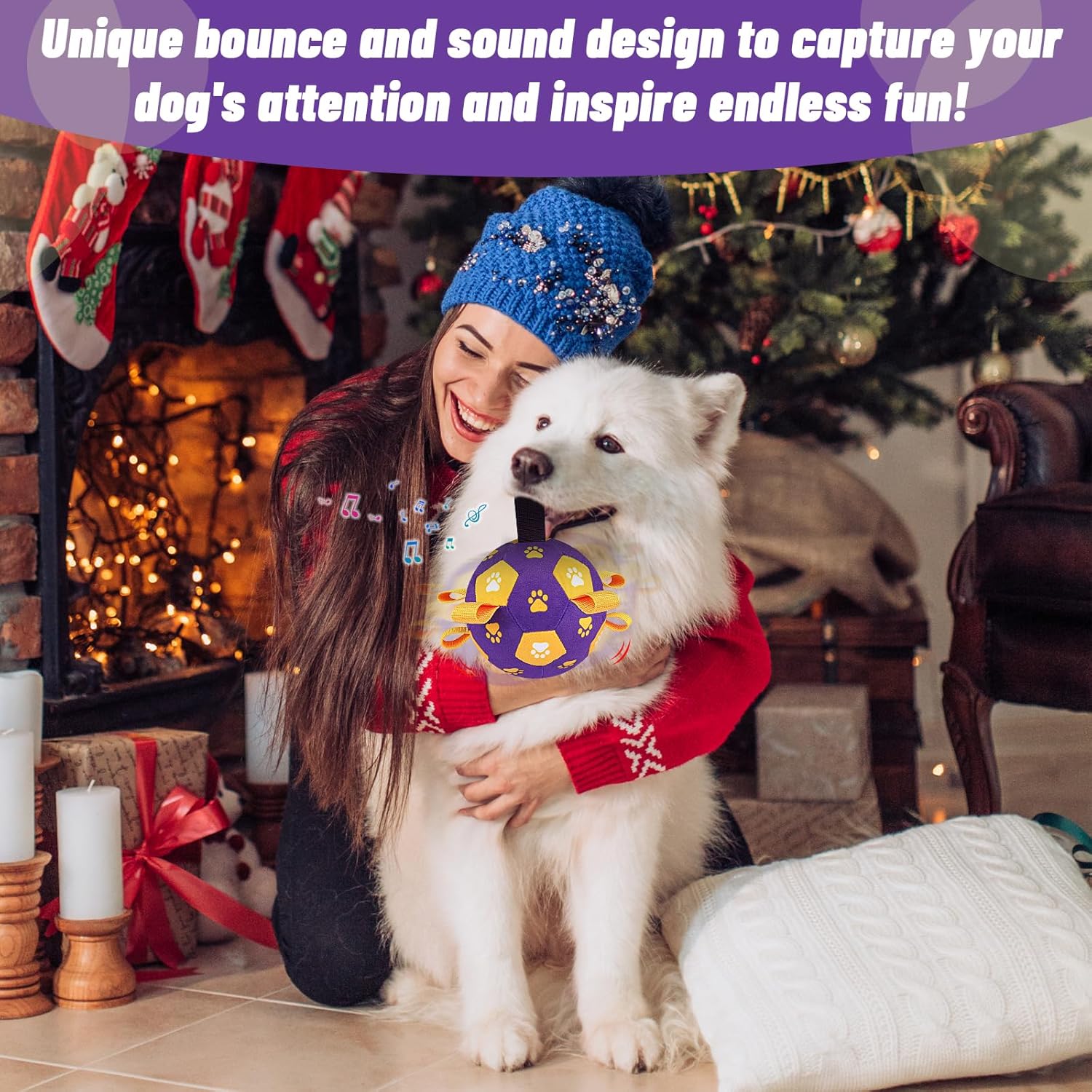QDAN Interactive Dog Toys, Jumping Dog Balls with Recording and Music Modes, Moving Dog Toy to Keep Them Busy, Bouncing Ball for Puppy