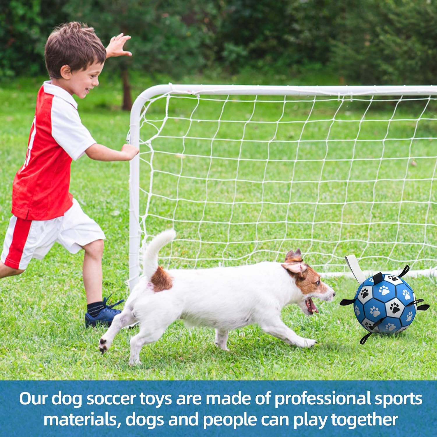 QDAN Dog Ropes Toys, Soccer Ball with Straps, Puppy Birthday Gifts, Dog Water Toy, Durable Balls for Small Medium Dogs-Blue Grey（6 Inch）