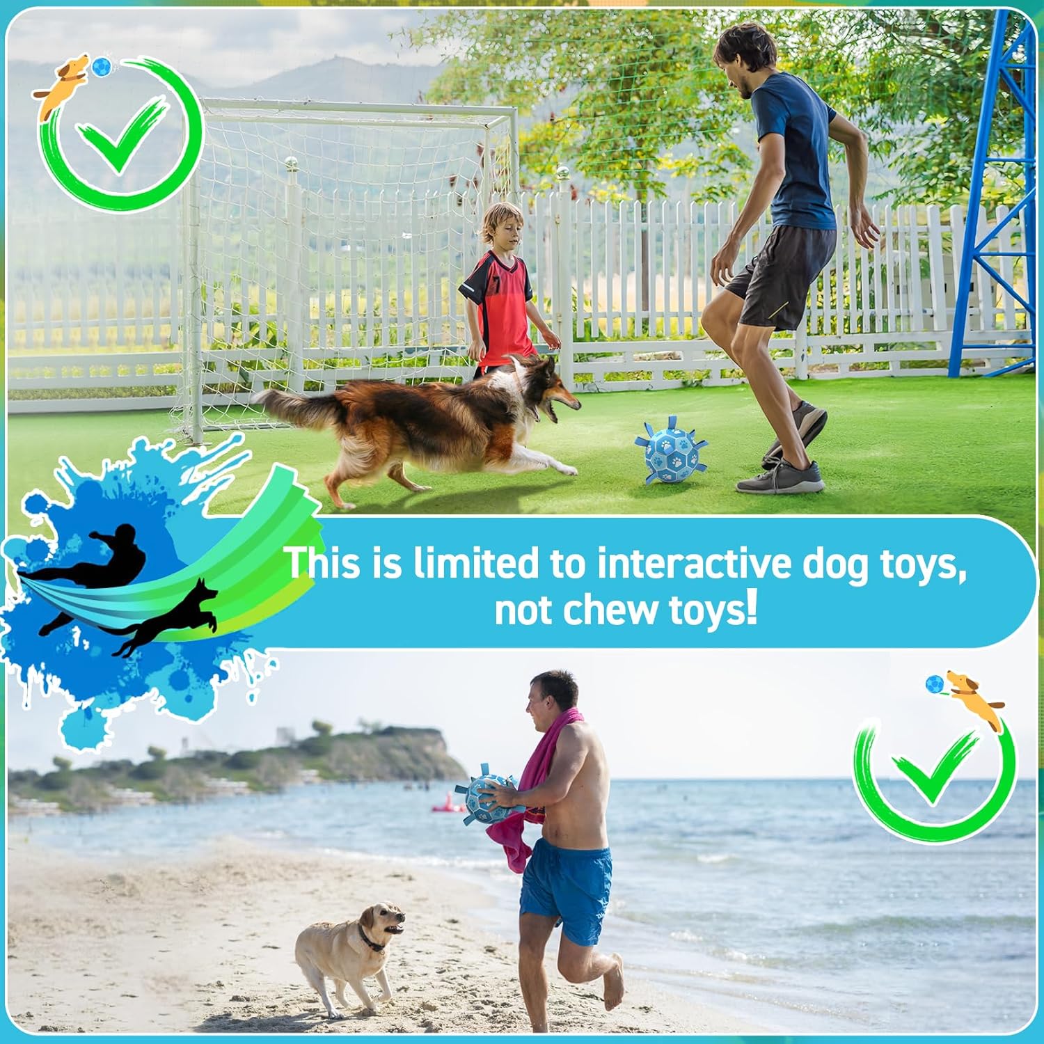 QDAN Premium Dog Ball, Dog Soccer Ball for Dogs, Outdoor Pet Toys, Pet Water Toys, Puppy Birthday Gifts for Small Medium (6 Inch)