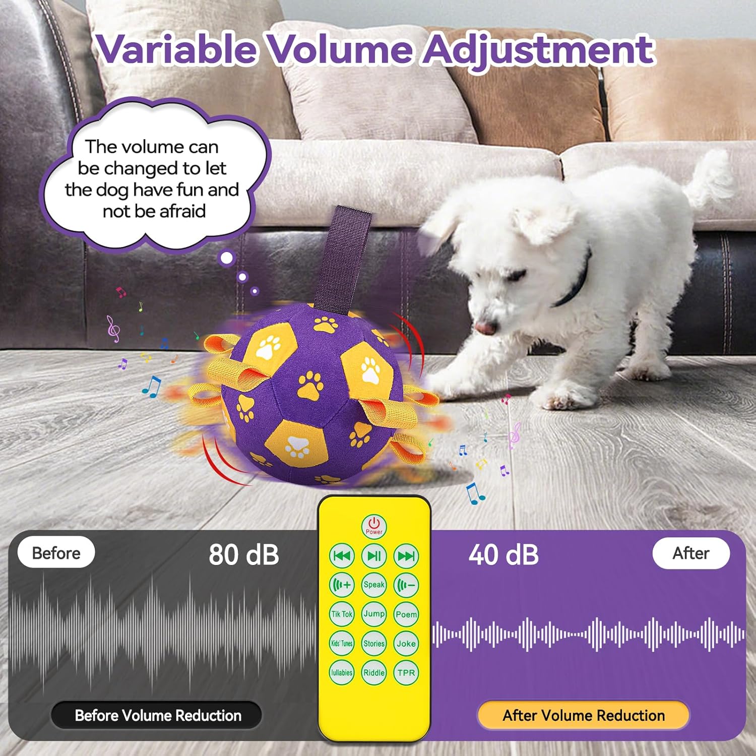 QDAN Interactive Dog Toys Balls: Squeaky Dog Balls to Keep Them Busy, Remote Control, Rechargeable Pet Enrichment Toys for Boredom, Automatic Rolling Puppy Toy for Small Medium Pets(Purple)