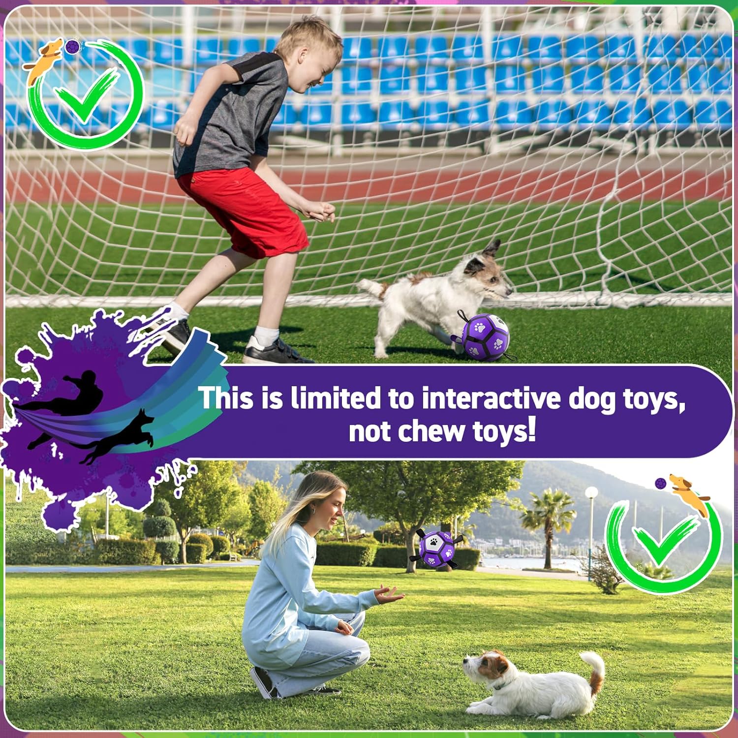 QDAN Dog Toys Soccer Balls: Interactive Dog Toys for Tug of War, Doggy Balls with Straps, Puppy Birthday Gifts, Durable Puppy Ball for Small（5 Inch）